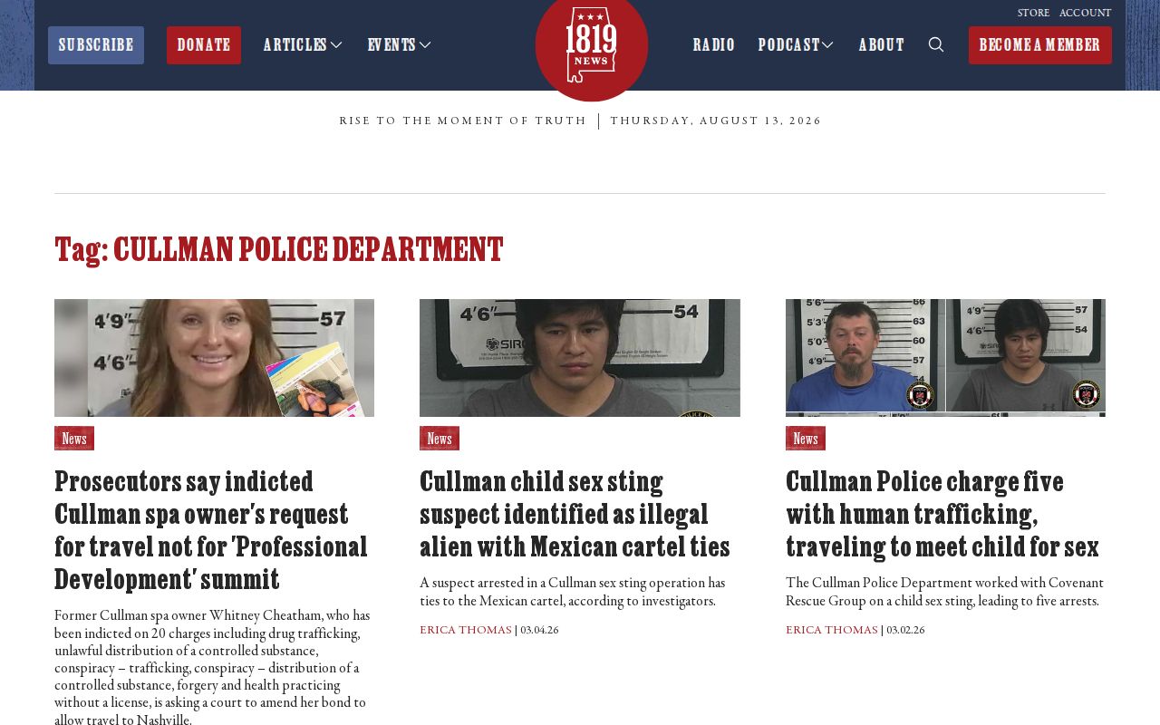 Cullman County arrest news and mugshot coverage on the 1819 News police tag
